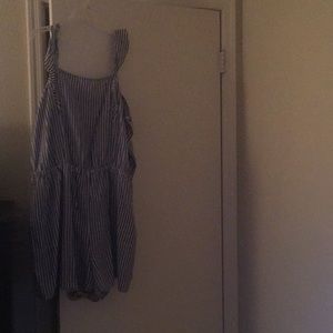 Blue and white shorts romper